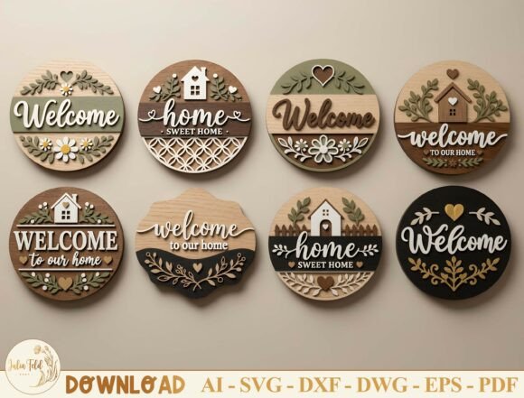 Download Welcome Sign Laser Cut File SVG Bundle - Premium Resources