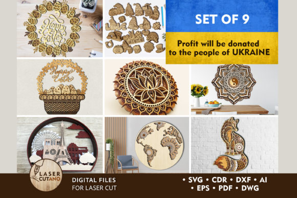 Download SAVE Ukraine Bundle of 9 Laser Cut Files - Laser cut file Collection