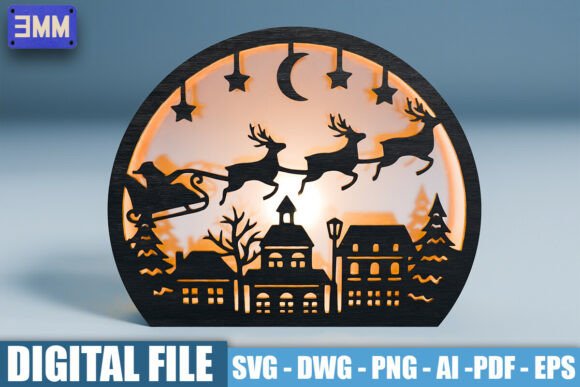 Download 3D Santa Sleigh Lantern Laser Cut File - Premium Resources