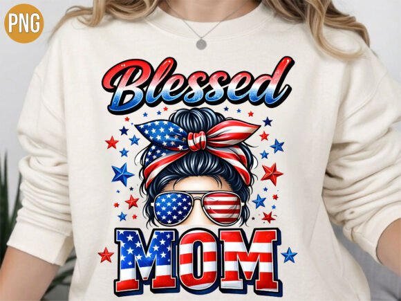 Download Blessed Mom 4th of July PNG T-Shirt - Blessed mom Collection